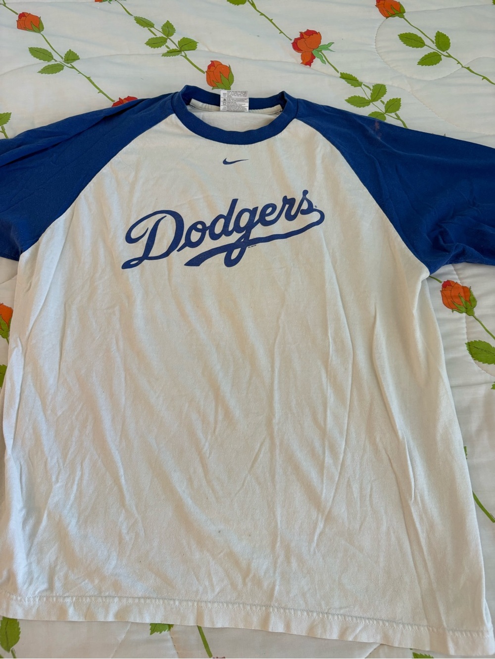 Nike Dodgers Raglan Tee - White & Blue